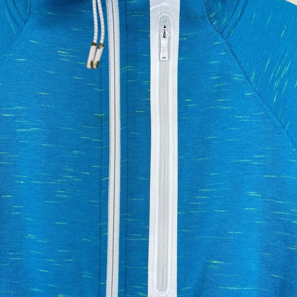 Nike Tech Fleece Women’s Full Zip Moto Jacket Running Cape Hi-Lo Blue Sz XS - Picture 3 of 16